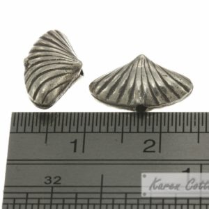 Alternative view of Karen Hill Tribe Silver Fan Shape Sea Shell Bead : B22-030