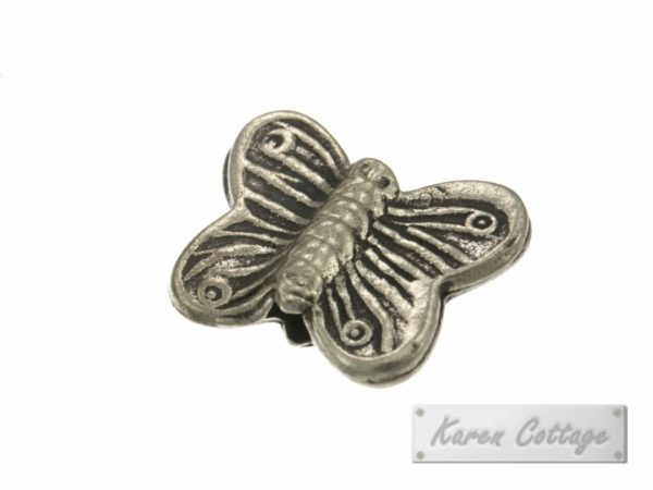Karen Hill Tribe Silver Line Printed Butterfly Bead : B23-007