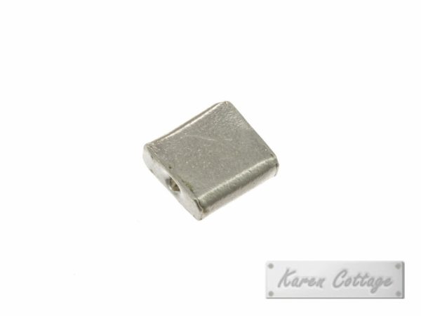 Karen Hill Tribe Silver Plain Flat Square Bead : B32-102