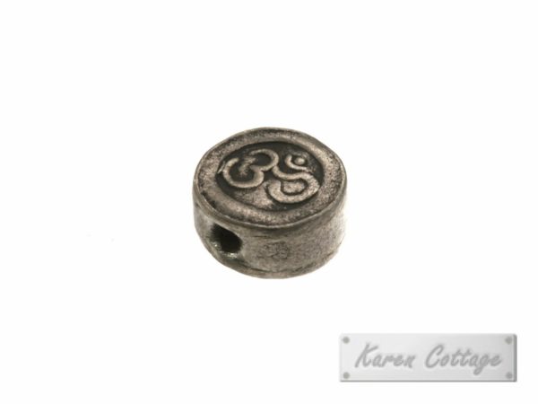 Karen Hill Tribe Silver OM Printed Disk Bead : B41-025