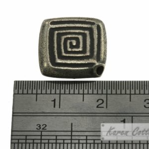Alternative view of Karen Hill Tribe Silver Sprial Flat Square Bead : B44-002