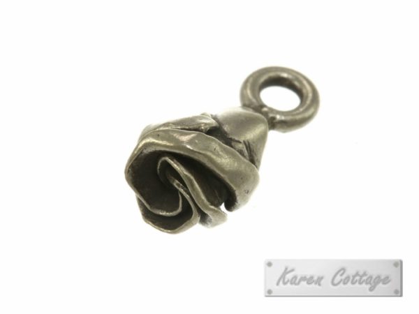 Karen Hill Tribe Silver Budding Rose Charm : C11-004