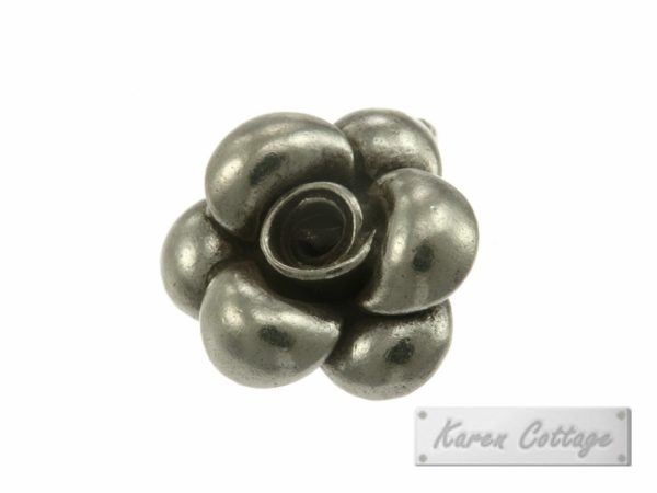 Karen Hill Tribe Silver Plain Round Petal Rose Charm : C11-013
