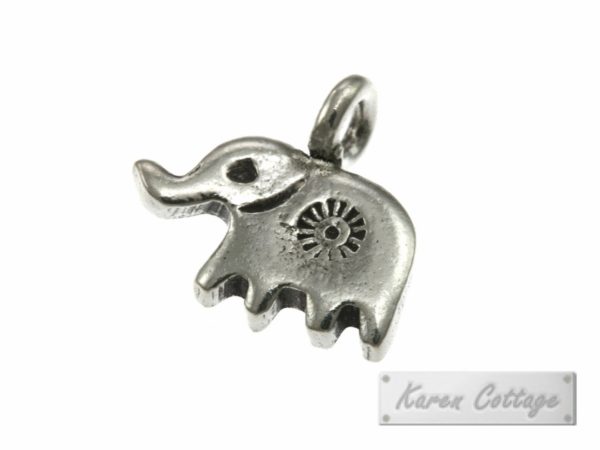 Karen Hill Tribe Silver Flat Printed Elephant Charm : C21-002