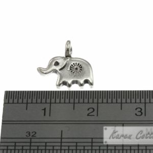 Alternative view of Karen Hill Tribe Silver Flat Printed Elephant Charm : C21-002