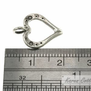 Alternative view of Karen Hill Tribe Silver Flat Printed Wire Heart Charm : C31-019