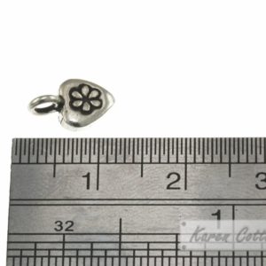 Alternative view of Karen Hill Tribe Silver Flower Engrave Flat Heart Charm : C31-030