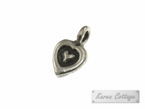 Karen Hill Tribe Silver Heart Engrave Flat Heart Charm : C31-031