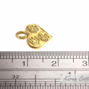 Alternative view of Karen Hill Tribe Silver Star-Flower Printed Heart Charm : C31-037G