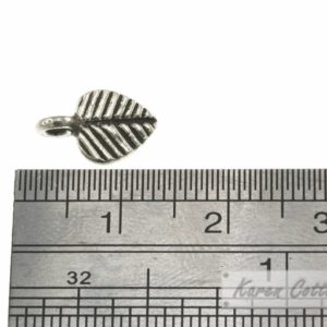 Alternative view of Karen Hill Tribe Silver Tiny Leaf Flat Heart Charm : C31-039