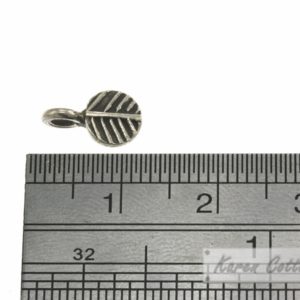 Alternative view of Karen Hill Tribe Silver Flat Leaf Printed Round Charm : C34-011