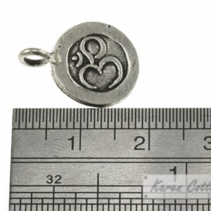 Alternative view of Karen Hill Tribe Silver OM Printed Flat Round Charm : C34-015