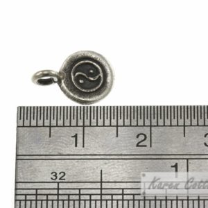 Alternative view of Karen Hill Tribe Silver Yin-Yang Flat Round Charm : C34-018