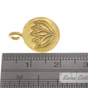 Alternative view of Karen Hill Tribe Silver Lotus Printed Flat Round Charm : C34-021G