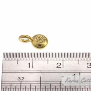 Alternative view of Karen Hill Tribe Silver Flower Printed Tiny Round Charm : C34-032G