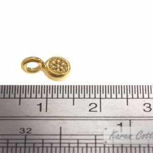 Alternative view of Karen Hill Tribe Silver Flower Engrave Tiny Round Charm : C34-036G