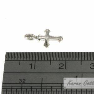 Alternative view of Karen Hill Tribe Silver Tiny Plain Flat Cross Charm : C37-007