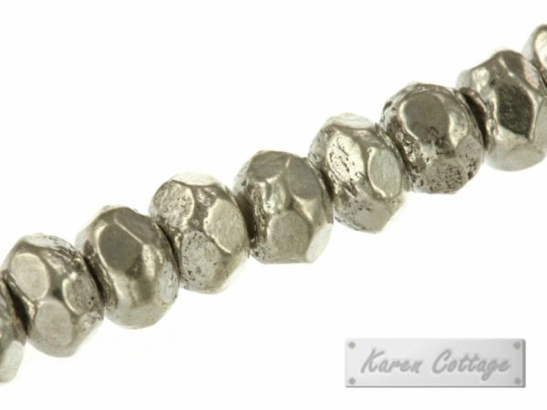 Karen Hill Tribe Silver Faceted Plain Hexagon Spacer : E13-002