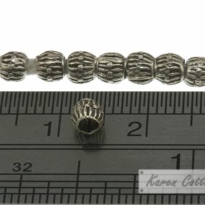 Alternative view of Karen Hill Tribe Silver Bullet & Line Printed Ball Spacer : E14-037