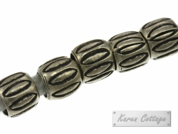 Karen Hill Tribe Silver Tribal Rice Printed Ball Spacer : E14-041