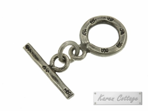 Karen Hill Tribe Silver Flower printed Round Toggle : F12-016